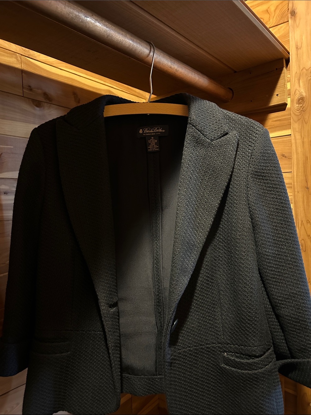 Brooks Brothers Black Textured Blazer - Notch Lapel